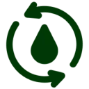 Recycling symbol with water droplet